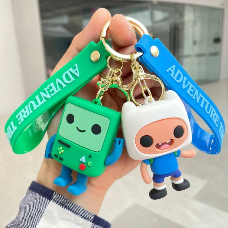 Cute Keychain Anime Finn Jake Car Key Chain Kawaii Accessories Keychains Women Men Bag Keyring Teacher Friends Couples Kids Gift