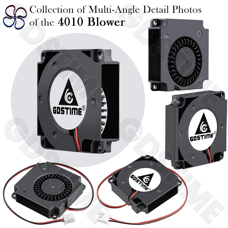 GDSTIME 4010 Wentylator 24V Dmuchawa 3010 Podwójny Wentylator Radialny z Łożyskami Kulkowymi 20MM Mikro Wentylator 5015 Turbina Odśrodkowa do Chłodzenia Części Drukarek 3D — zdjęcie produktu 3