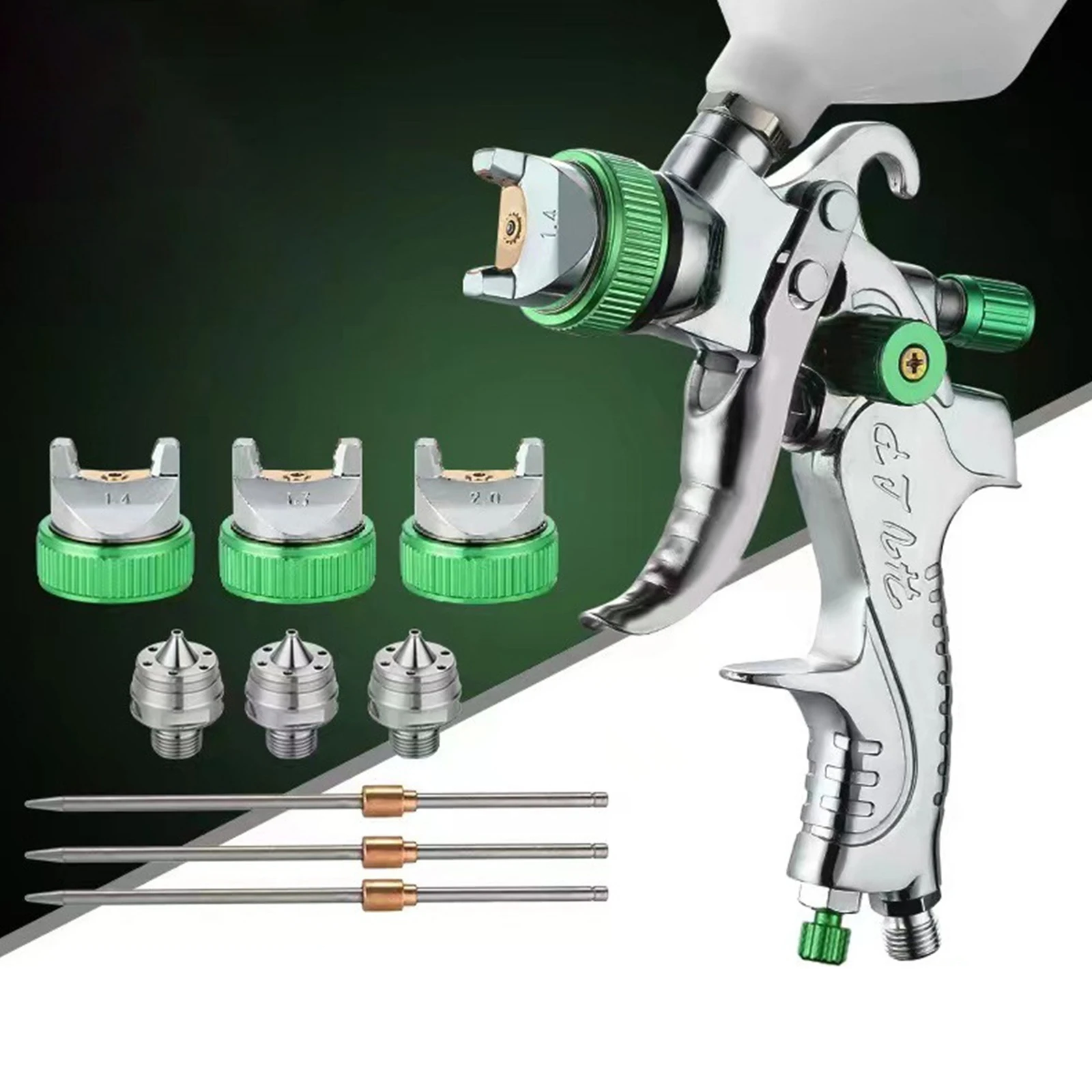 HVLP Spray Gun 1.4/1.7/2.0/2.5mm Steel Nozzle Gravity Pneumatic Airbrush Sprayer Kit Car Furniture DIY Spraying Paint Tool