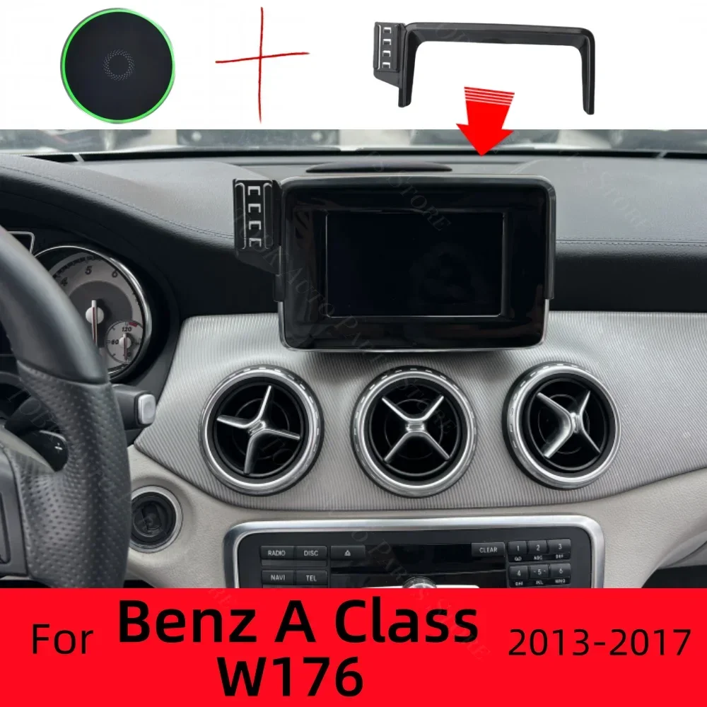 

Магнитный автомобильный держатель телефона для Mercedes Benz A Class W176 2013-2017, экран беспроводной зарядки, фиксированное основание, навигационный кронштейн
