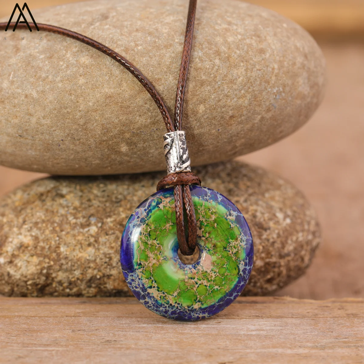 Healing Donut Kristall Anhänger Halskette Für Frauen Natürliche Amethyst Lapis Tiger Auge Stein Leder Halskette Mode Schmuck Bijoux – Detail 13