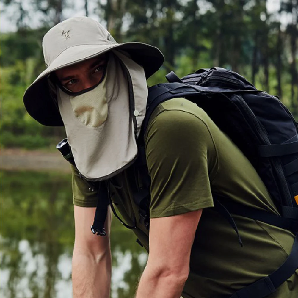 

One Piece Fishing Hat Khaki Crushable Lightweight Sun Protection for Outdoor Travel Hiking Golfing Gardening Boating Breathable
