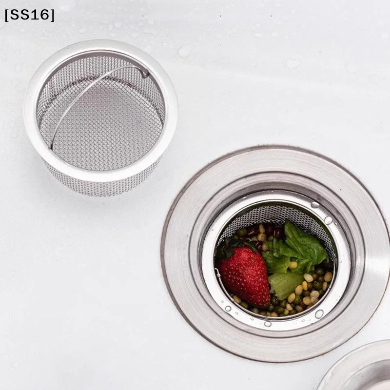 〔SS16〕Stainless Steel Kitchen Sink Drain Strainer Fine Mesh Easy Lift Handle Prevents Food Waste Clogging Pipes For Daily Use