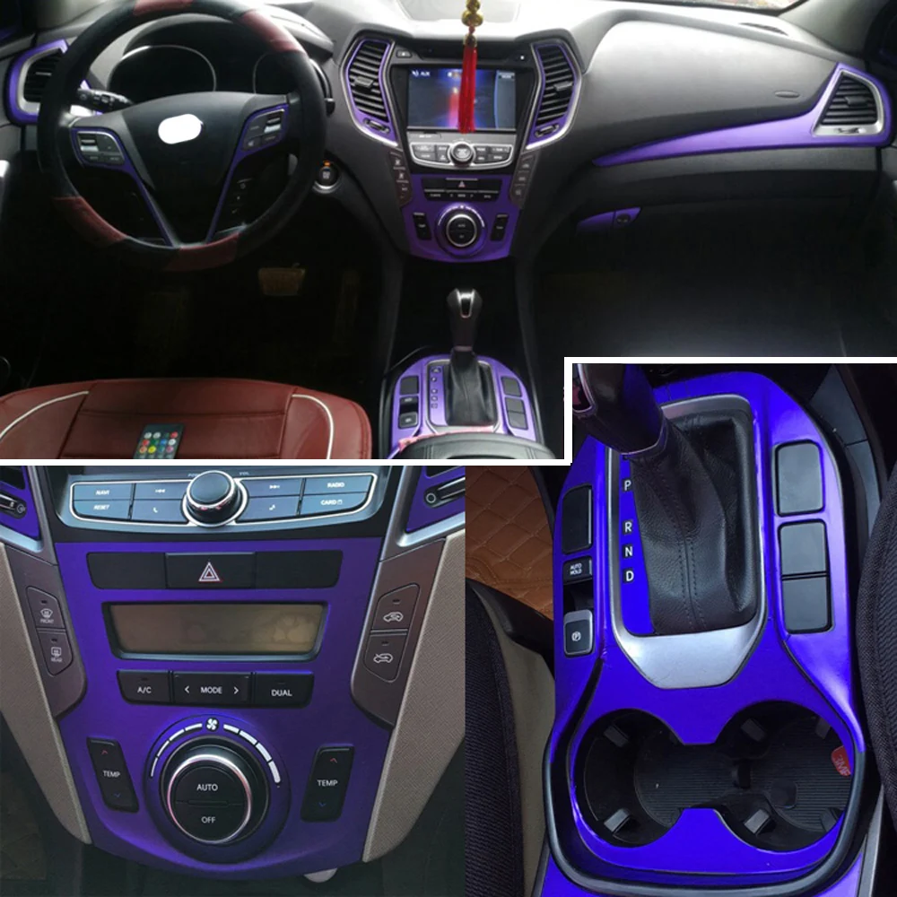 For Hyundai SantaFe IX45 2013-17 Interior Central Control Panel Door Handle Carbon Fiber Stickers Decals Car styling Accessorie