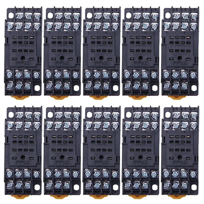 

10X PYF14A DIN Rail Power Relay Socket Base 14 Pin For MY4NJ HH54P MY4