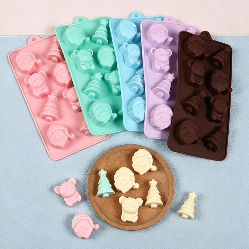 Christmas Silicone Chocolate Mold Santa Claus Christmas Tree Candy Cookie Pudding Ice Cube Soap Mold Xmas Gift