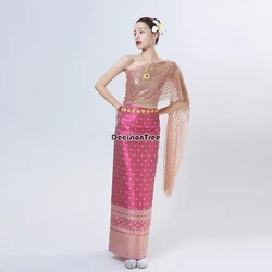 2026 traditional thai clothing splashing garment dai minority clothes set showy vintage dignified photography cotton hemp dress