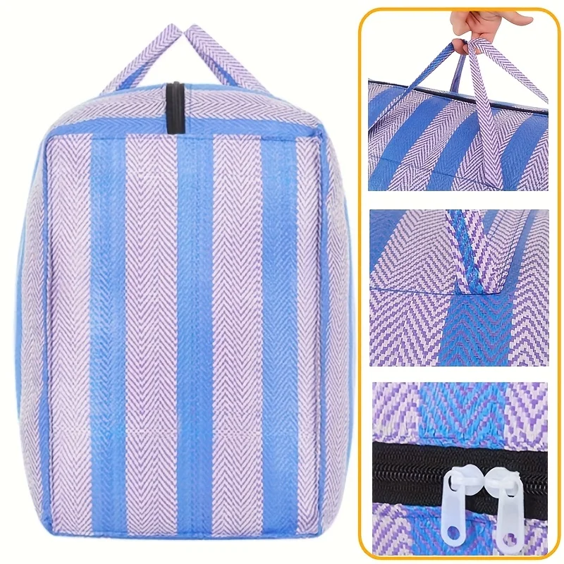 100/180L Große Kapazität Auto-Reisetasche, Verstärkte Nylon-Reisetasche für Umzüge, Tragbare Blau-Weiße Aufbewahrungstasche für Haushaltsgegenstände – Detail 2