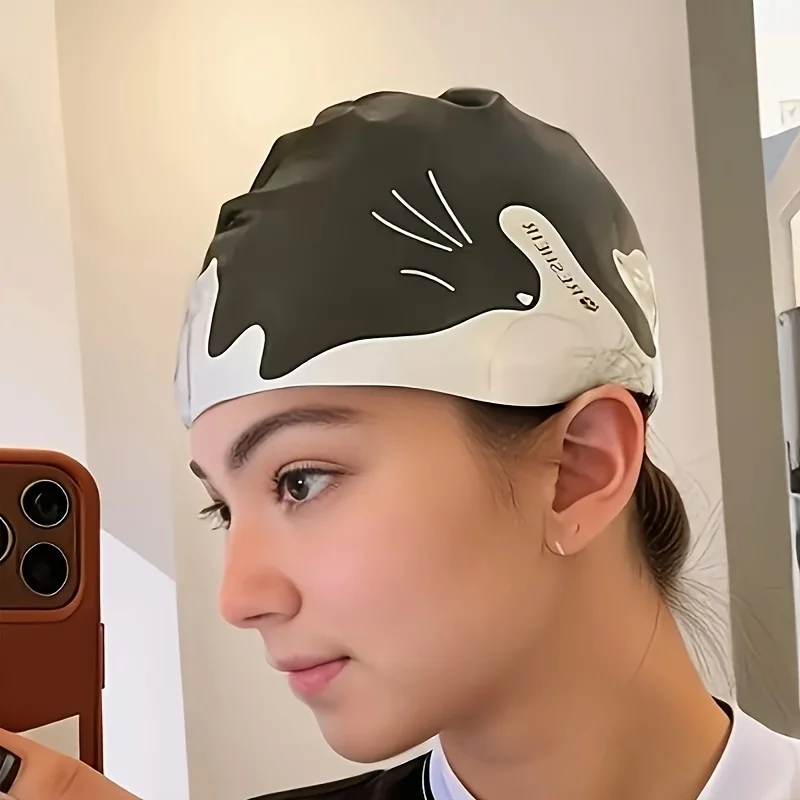 Cappello da nuoto impermeabile in Silicone con motivo a gatto, cuffia da nuoto professionale con protezione per le orecchie, impermeabile,