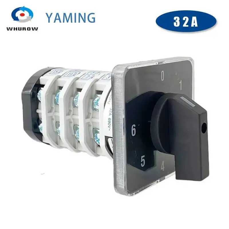 

Rotary Cam Switch YMZ12-32/4 Electrical Combination Changeover Selector 32A 4 Pole 0-6 Positions Sliver Contacts