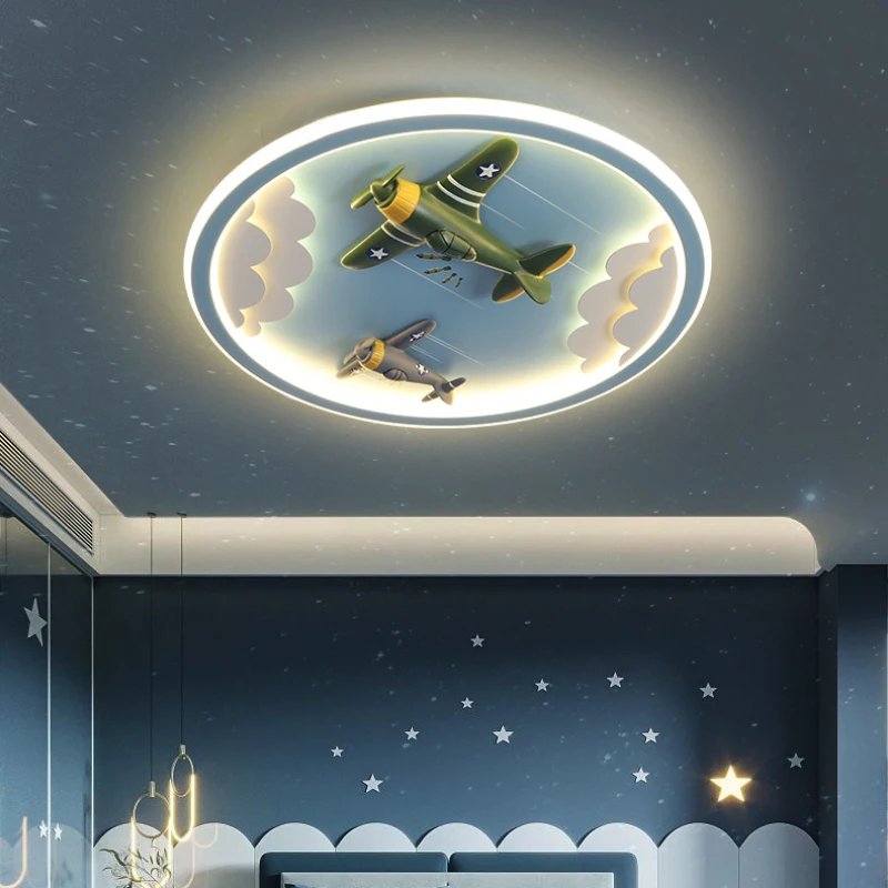 Imagem -02 - Led Quarto das Crianças Luzes de Teto Cartoon Avião Luz Simples Moderno Quarto do Bebê Menino Menina Quarto Lâmpadas de Teto Unicórnio Lâmpada