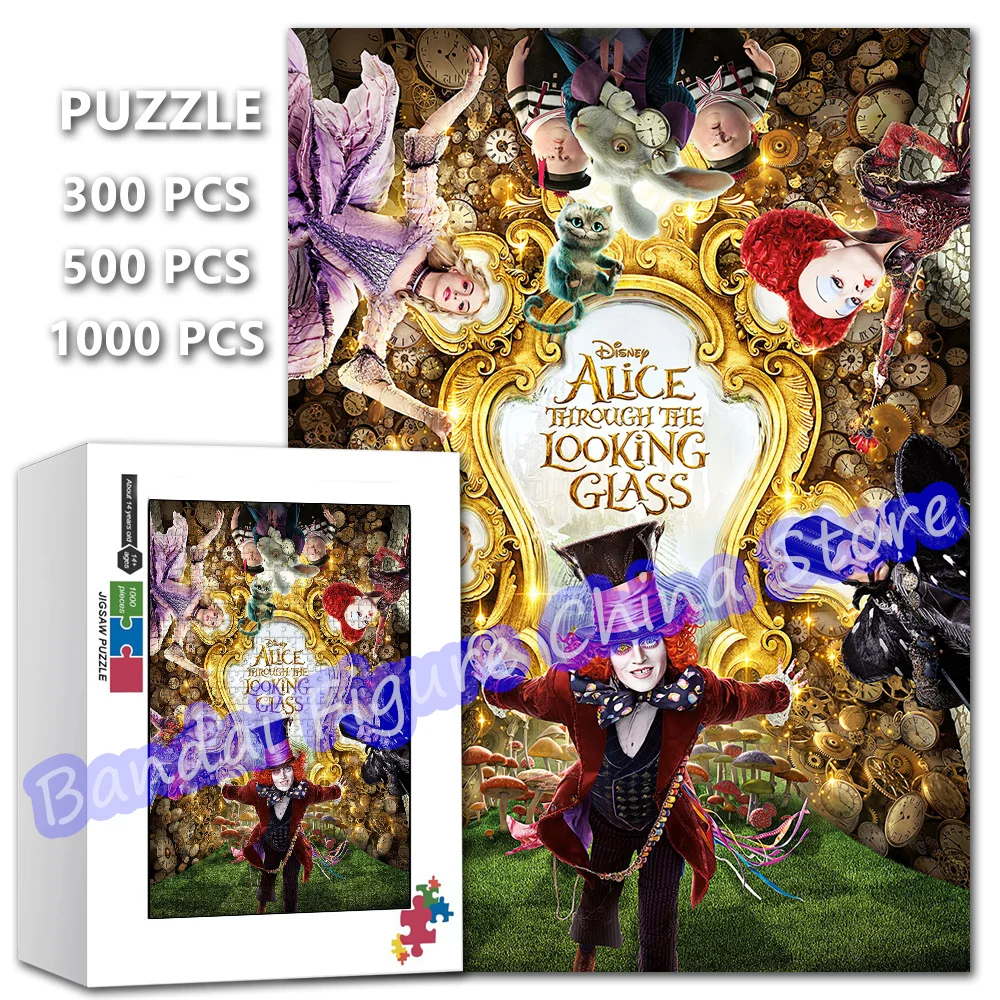 Alice no País das Maravilhas Puzzle para crianças, presentes de Natal, brinquedos educativos, quebra-cabeças através do espelho