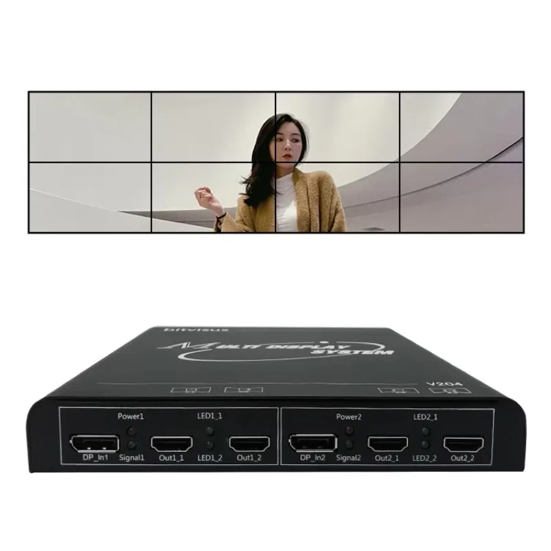 8K 2 in 4 out multi-screen expander with for and DP input pixel to pixel display expander