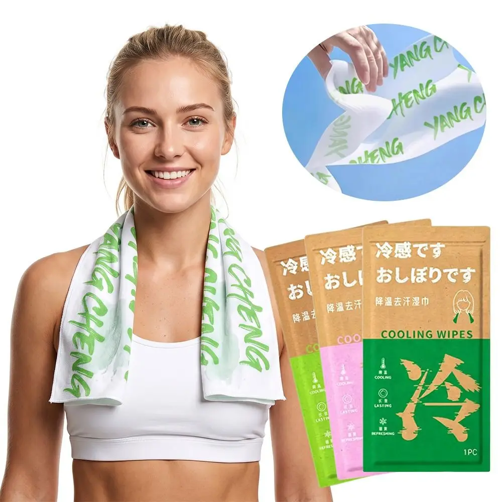 Creative Non Woven Fabric Cooling Towel Disposable Breathable Sweat Wipes Sunstroke Prevention Quick Drying Ice Wipes Summer