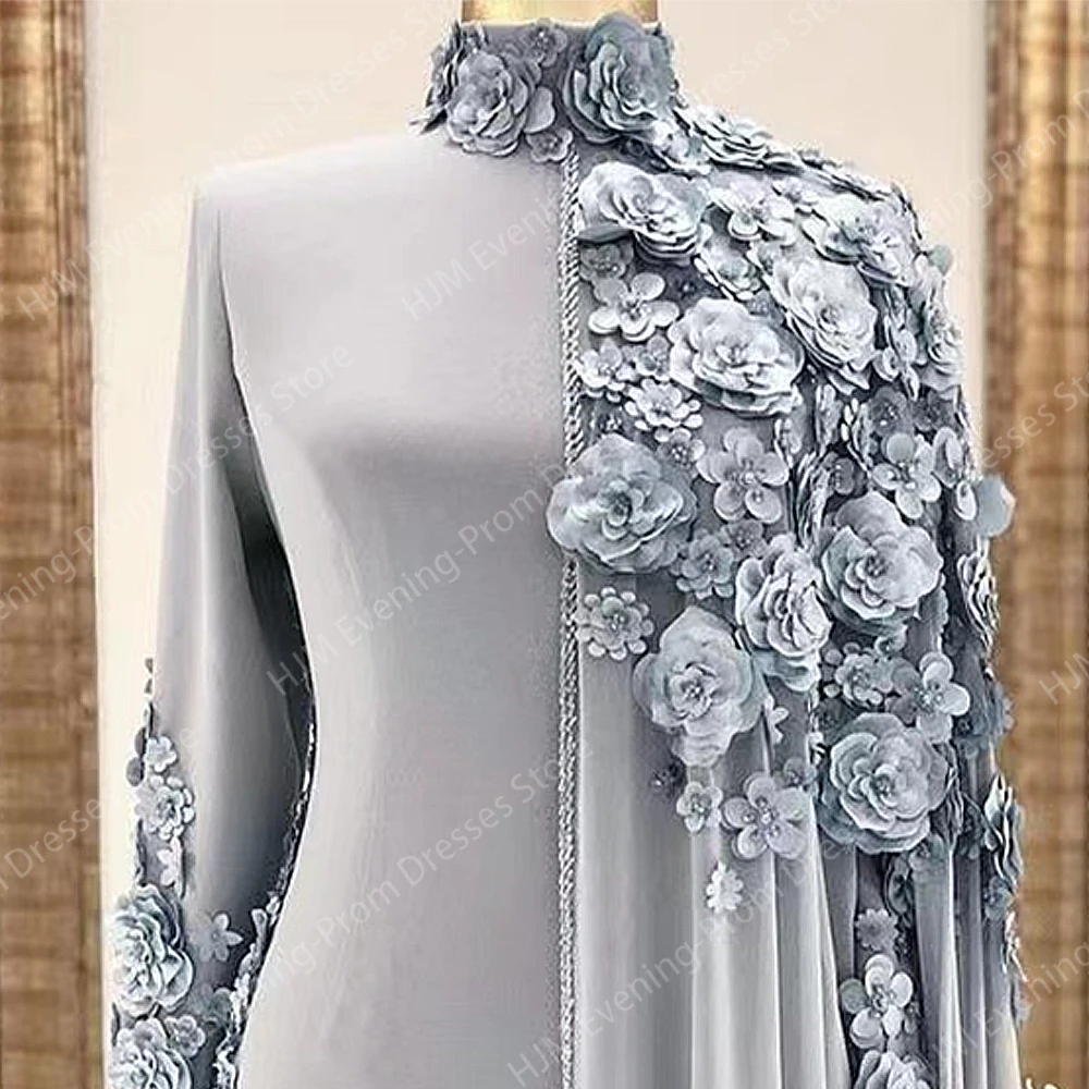 Robes de soirée sirène à fleurs 3D pour femmes, col haut, longueur rinçage, Rhde promo, mariage, événements spéciaux, cérémonie, occasion formelle