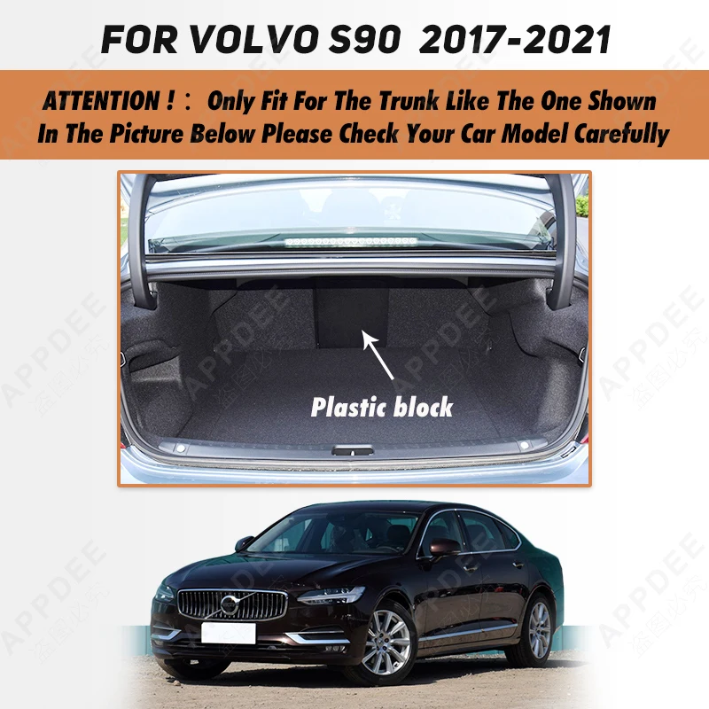 Auto Full Coverage Trunk Mat For Volvo S90 2017-2021 20 19 18 Car Boot Cover Pad Cargo Liner Interior Protector Accessories