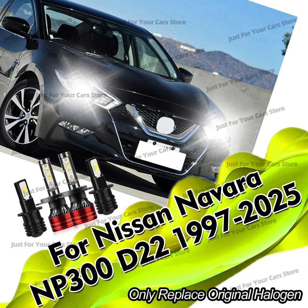 2/4x Hi/Lo Led Headlights 6000K Car Fog Lamps For Nissan Navara NP300 D22 1997-2025 2004 2005 2006 2007 2008 2009 2010 2011 2012