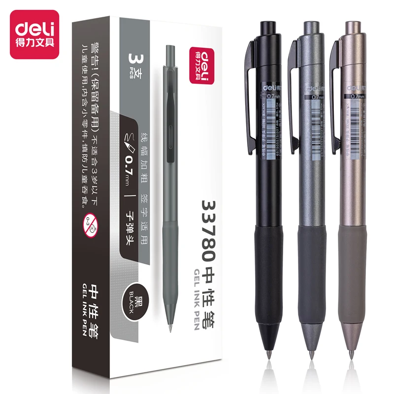 

6Pcs Deli 33780 0.7mm Black Ink Neutral Pen Gel Pens School Student Supplies Stationery