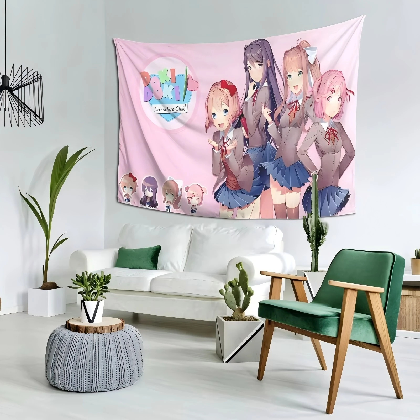 1 Stück D-Doki L-Literature C-Club Wandteppich, INS-Stil, niedlicher Anime, ideal für Schlafzimmer, Studentenwohnheim, Spielzimmer, Kawaii Anime Wanddekoration für Zuhause – Detail 6