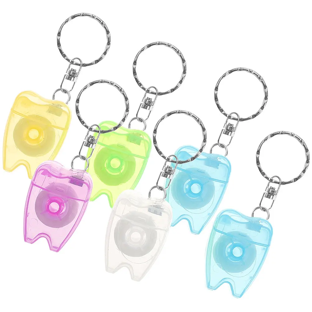 

6Pcs Keychain Floss Portable Dental Floss Picks Compact Travel Oral Cleaning Tools Picks Dental Tools for Home Use