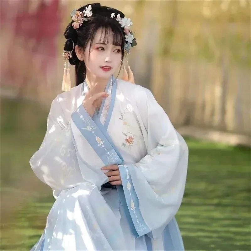 Hanfu المرأة الصينية التقليدية تأثيري الجنية زي سلالة سونغ القديمة Hanfu فستان رقص حجم كبير XL