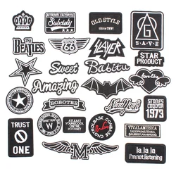 Self Adhesive Black Patches Embroidery Clothes Stickers DIY Jeans Coats Jackets Badge Clothing Appliques Motorcycle Suit Patch