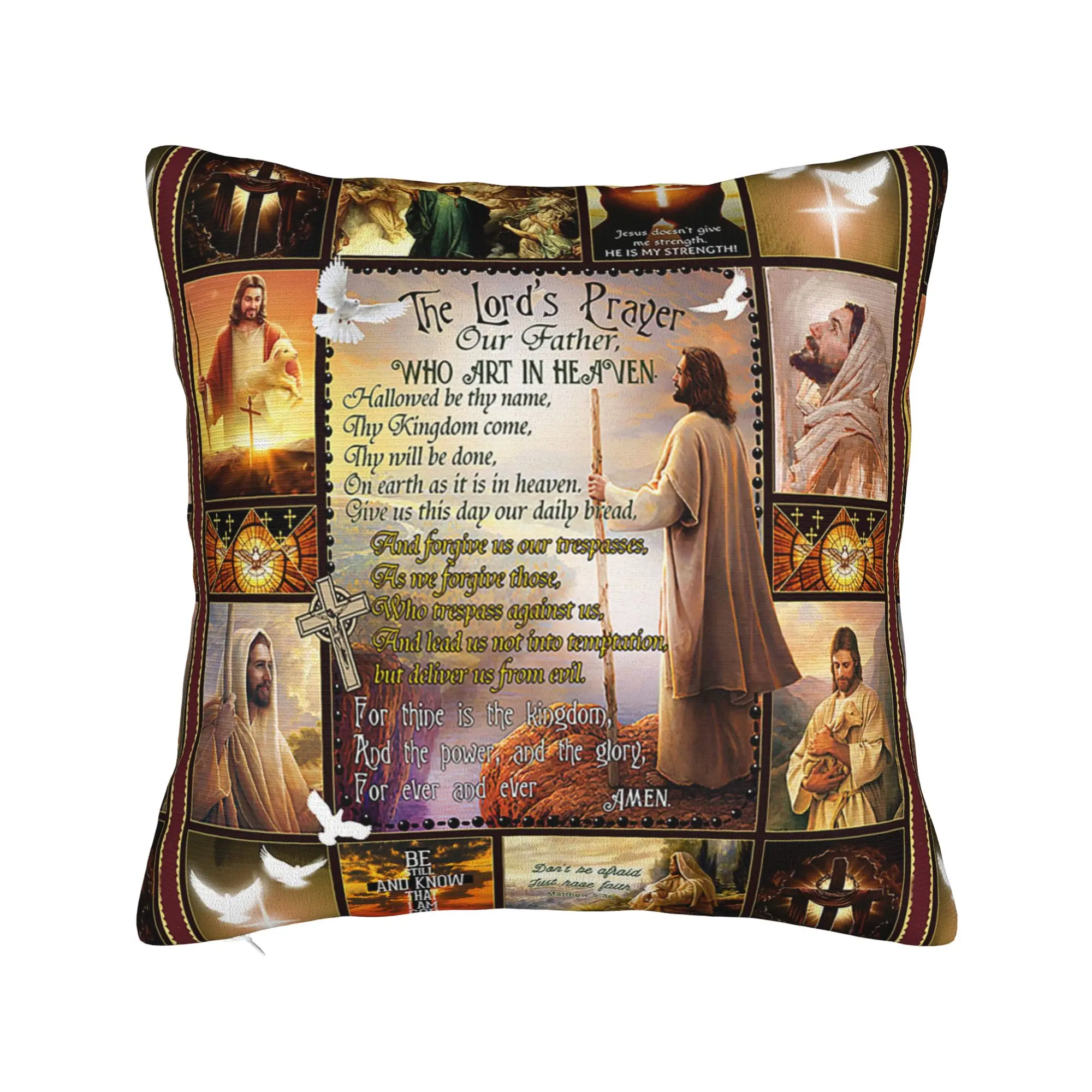 Christian Jesus Christ Square Pillow Case Holy Spirit Cushion Covers Funny Polyester Decor Pillowcase for Home 40x40cm