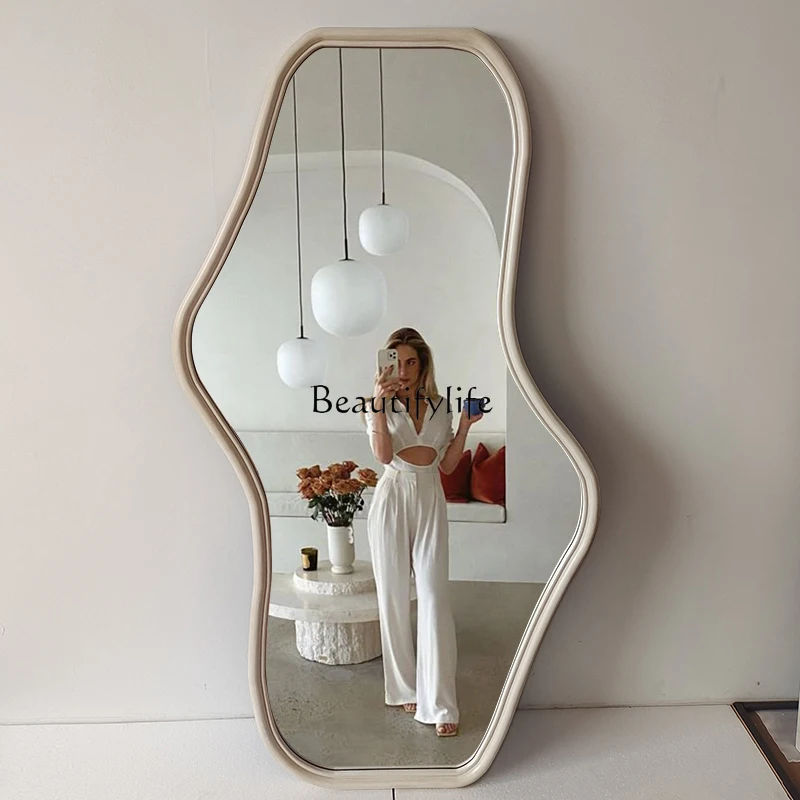 

French cream wind full-length mirror special-shaped full-length mirror living room decorative mirror