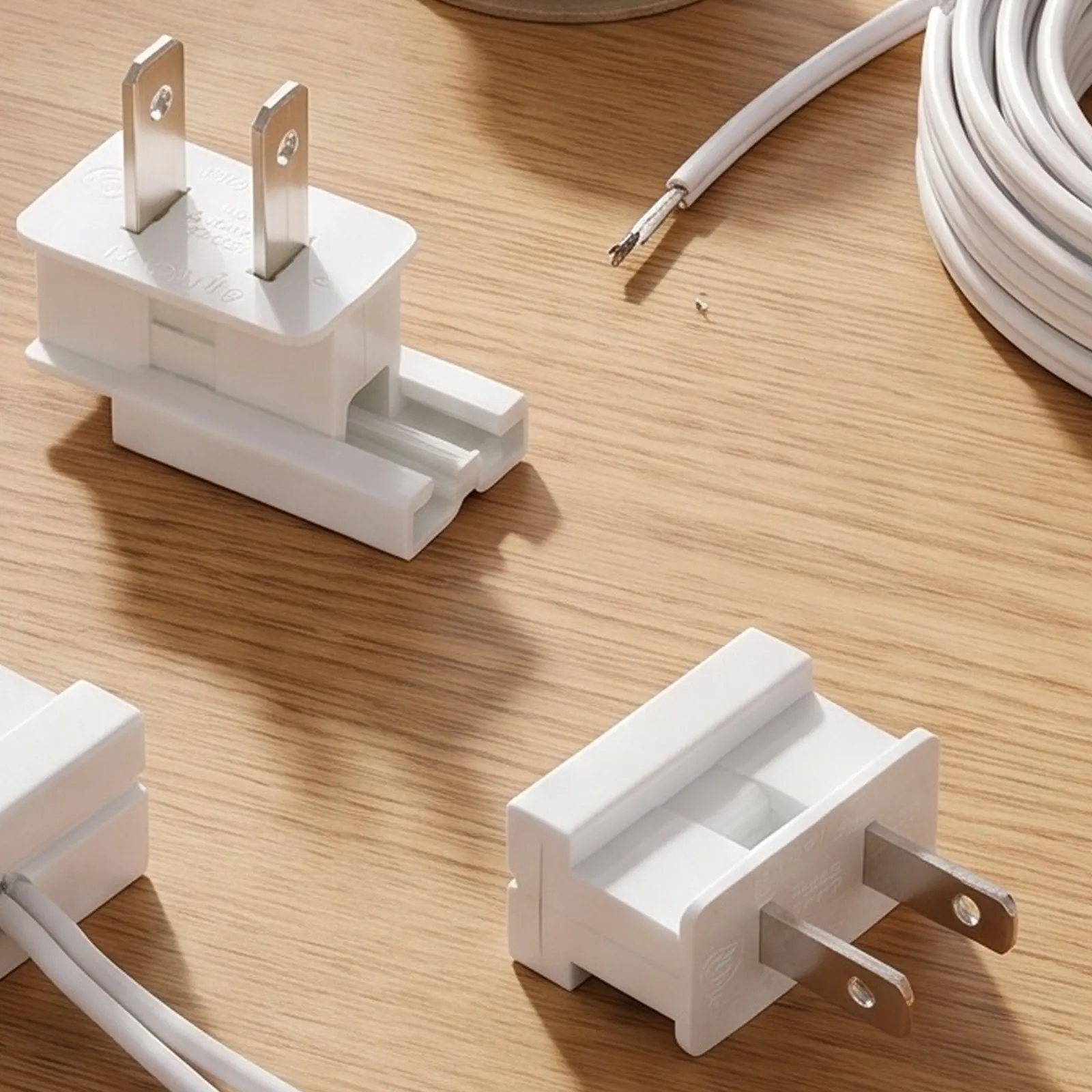 4Pcs Us Standard Lamp Cord Flat Plug White Low Profile Quick Connect Plug for DIY Lamp Cord Replacement Christmas Lighting