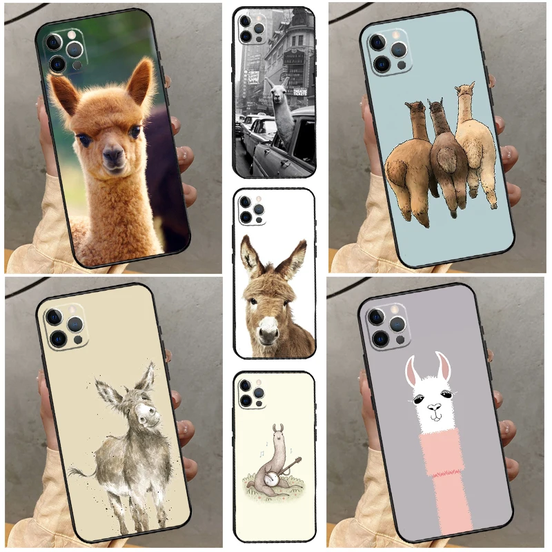 Cute Alpaca Donkey Case For iPhone 14 12 11 15 16 Pro Max Phone Cover on iPhone 13 12 Mini X XR XS Plus Cover