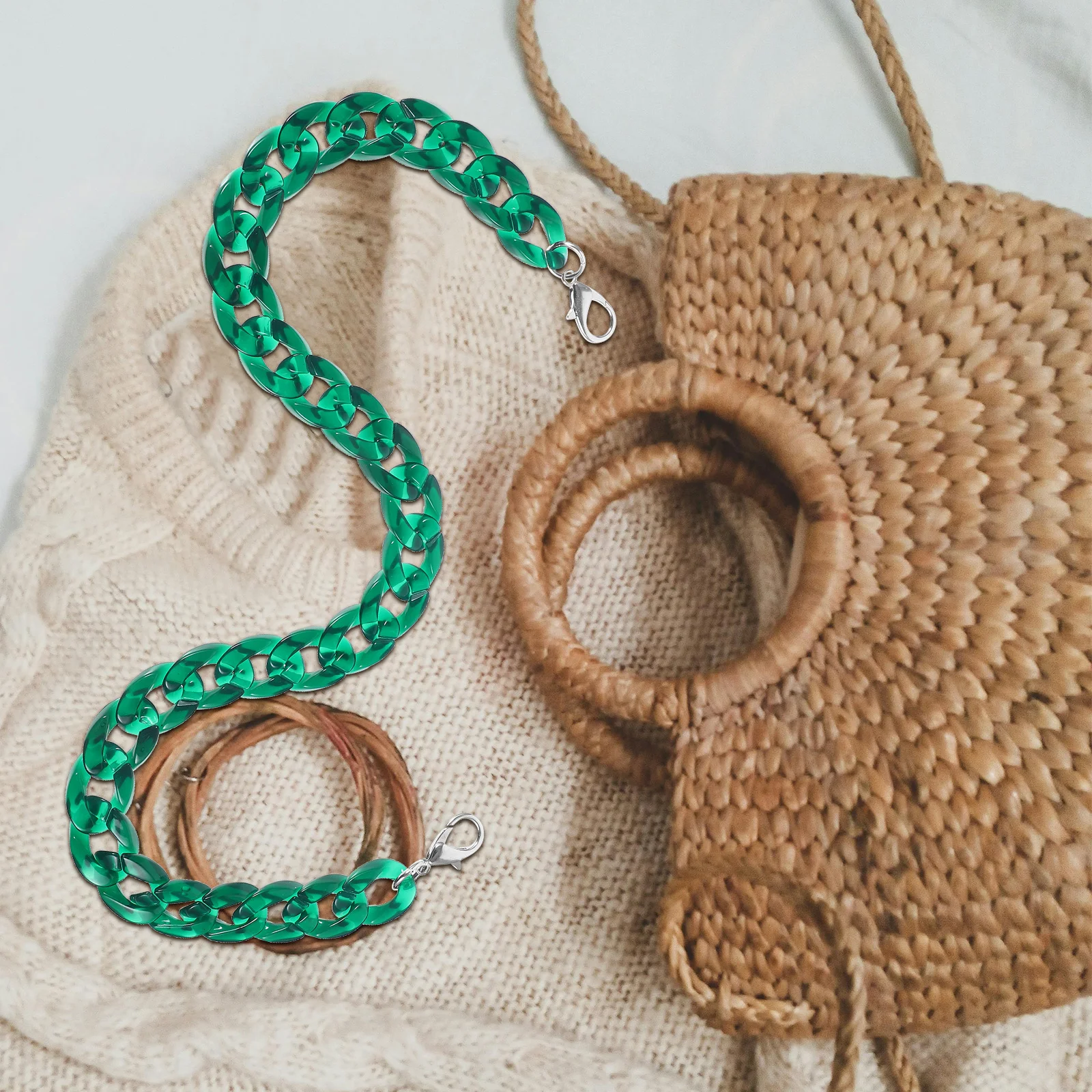 

Цепочка для сумки из смолы, темно-зеленый нефрит, прочная цепочка 60 см для сумки через плечо, сменный ремень для сумки, аксессуары