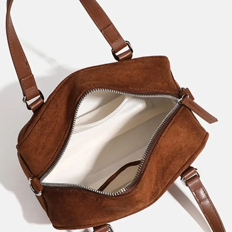 

X5XA Stylish Faux Sueded Crossbody Bag with Adjustable Strap and Top Handle Handbag