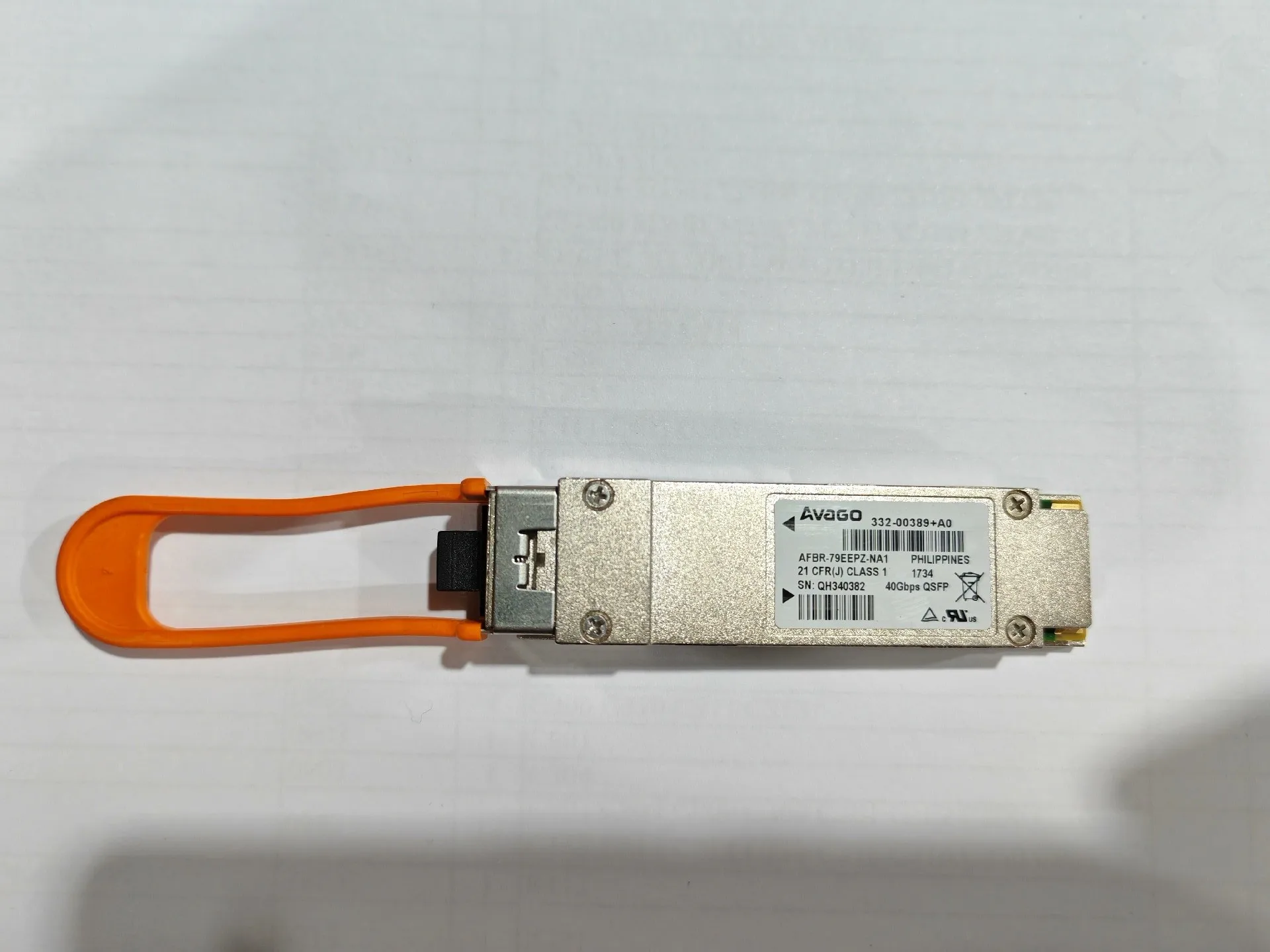 1PCS NetAPP QSFP 40GB Transceiver X65401 332-00389 40Gbps QSFP 332-00389+A0 AFBR-79EEPZ-NA1 Avago 40G QSFP Fiber Optical Module