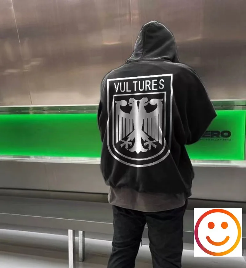 Double Eagle Head Print Kanye West Vulture Hoodie Sweatshirts Men Women High Quality Fleece Casual Loose Fit Hooded Pullovers