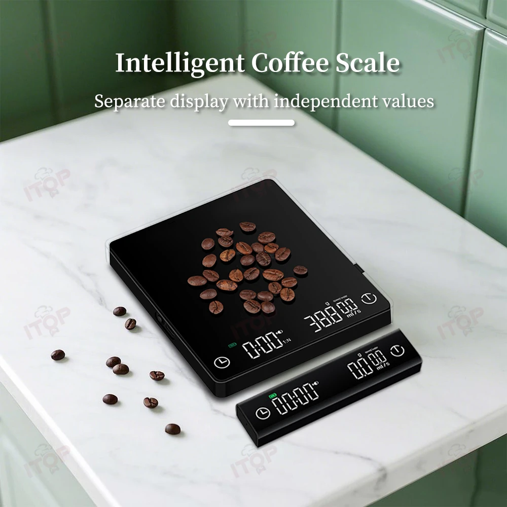 Waga elektryczna do kawy STLF JW nowej generacji do zaparzania metodą pour over i espresso, wagi do kawy espresso z funkcją dzielenia się wagą.