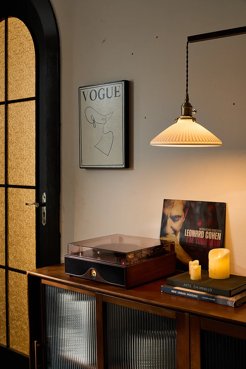 مشغل تسجيل قرص دوار من الفينيل عالي الجودة على الطراز العتيق لسطح المكتب 3 سرعات مدمجة لسماعات بلوتوث FM USB #2