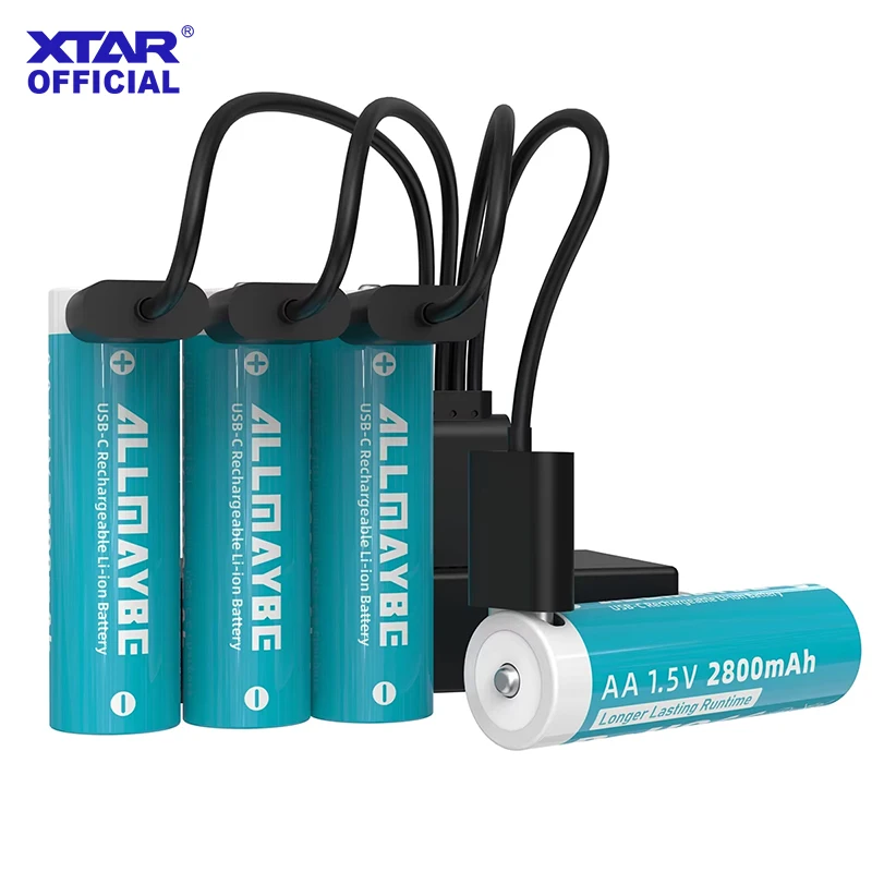 XTAR 4/8PCS 1.5V AA USB-C Rechargeable Batteries 2800mAh  Eco-Friendly Convenient Charging for Reliable Power in Various Devices