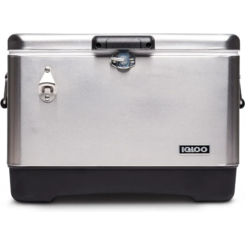 Igloo 54 Qt Steel Belted Legacy Stainless Steel Cooler with Bottle Opener