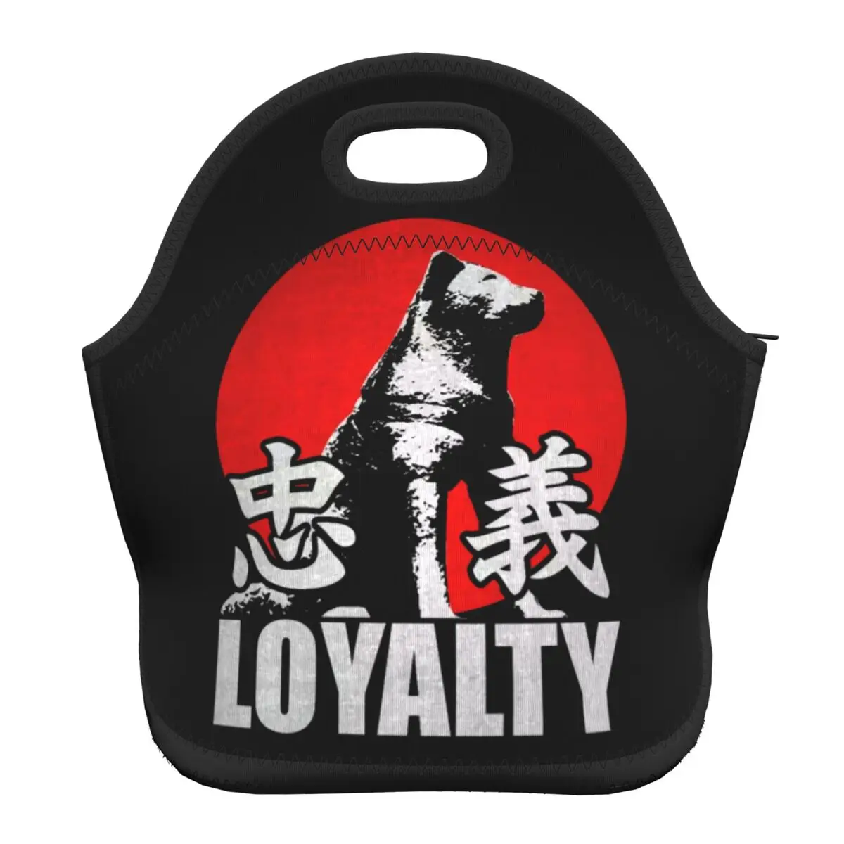 

Neoprene Faithful Dog Hachiko Akita Inu Insulated Lunch Bag Women Japanese Loyalty Kanji Lunch Container School Travel Food Box