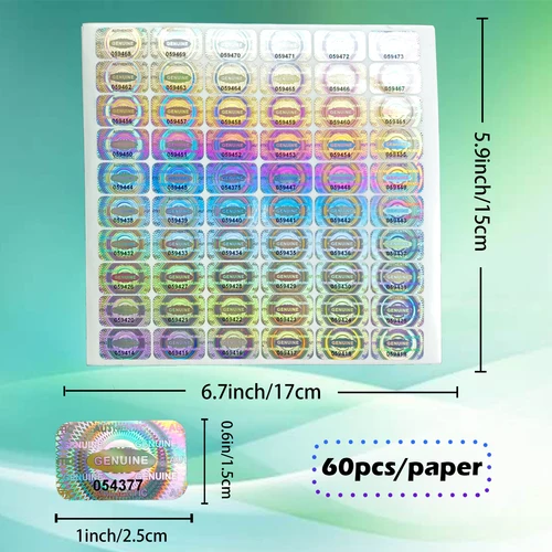 Imagen 2 del producto 300/600/1200 Uds sello de seguridad pegatinas a prueba de manipulaciones garantía holográfica etiqueta láser vacía con etiquetas adhesivas de número de serie