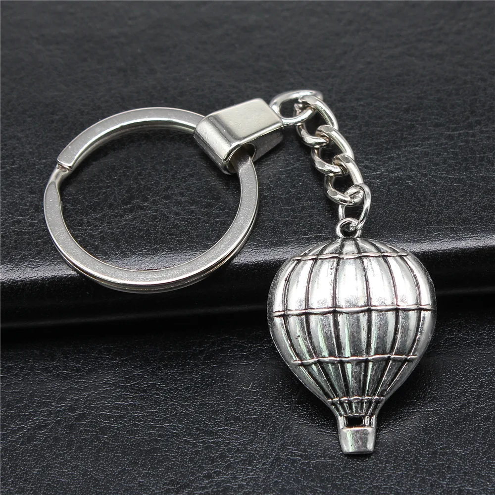 Souvenirs Gift Antique Silver Color 23x32mm Hot Air Balloon Pendant Keyring