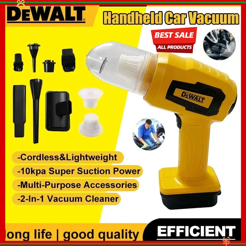 DEWALT Handheld Car Vacuum Cleaner 10Kpa Cordless Dust Collect Machine Andair Blower Power Tool 18V 20V Battery