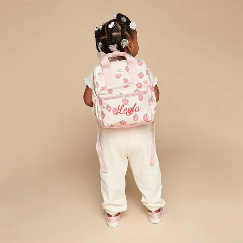 Personalized Embroidery Summer Cartoon Kindergarten Backpack, Baby Backpack, Strawberry Backpack, Children's Backpack