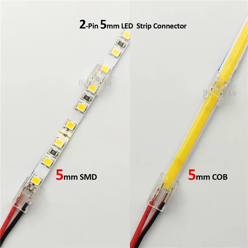 A11I 75 قطعة 2-Pin 5 مللي متر COB LED طقم توصيل الشريط لشريط إلى الأسلاك ومفاصل الشريط إلى الشريط على 5 فولت-24 فولت تيار مستمر LED شرائط مصباح