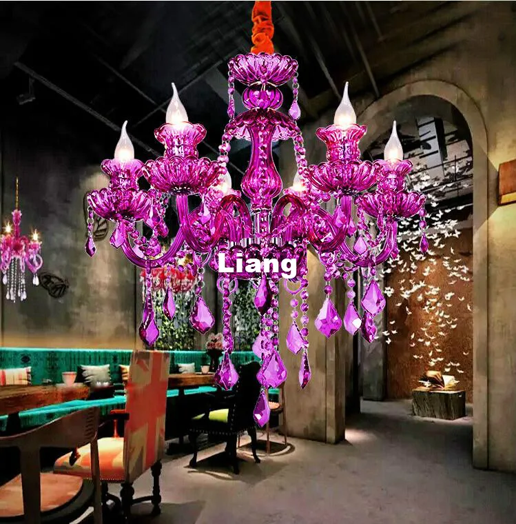 Imagem -02 - Lustre de Cristal Europeu para Sala de Estar Lustre Roxo Lâmpadas de Vela Lâmpada Suspensa em Casa Decorativo Moderno