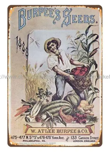 modern outdoor wall art 1888 Burpee's Seeds garden vegetable metal tin sign sign