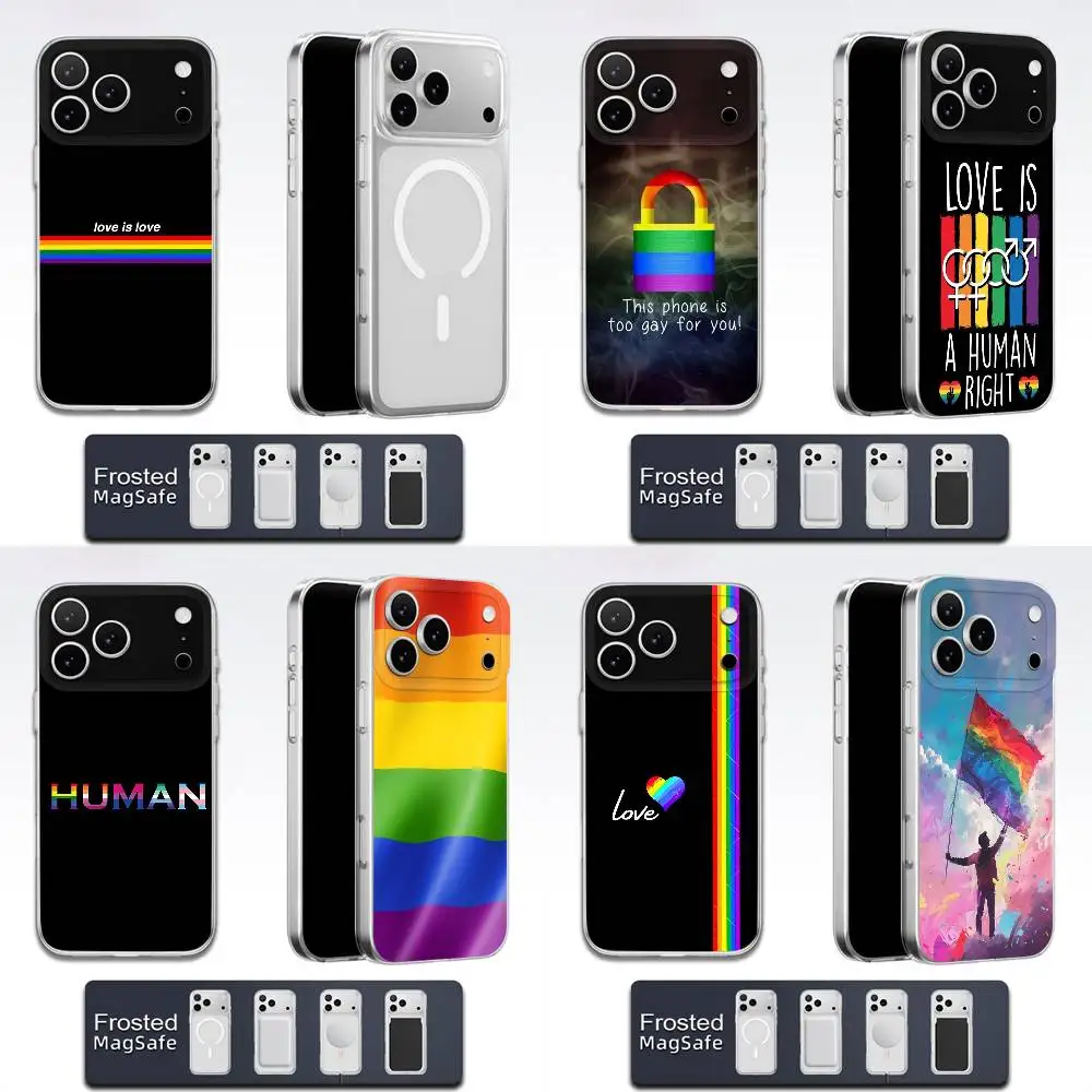 

Lesbian LGBT Rainbow Phone Case For iPhone 17,16,15,14,13,12,11,Pro,Max,Plus,E,Air,Mini Magsafe Frosted Transparent