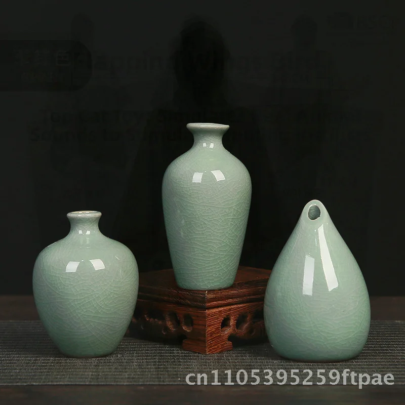 Creative Mini Ceramic Vase Color Glaze Hydroponic Green Plant Germ Kiln Flower Arrangement Aromatherapy Bottle for Home Decor