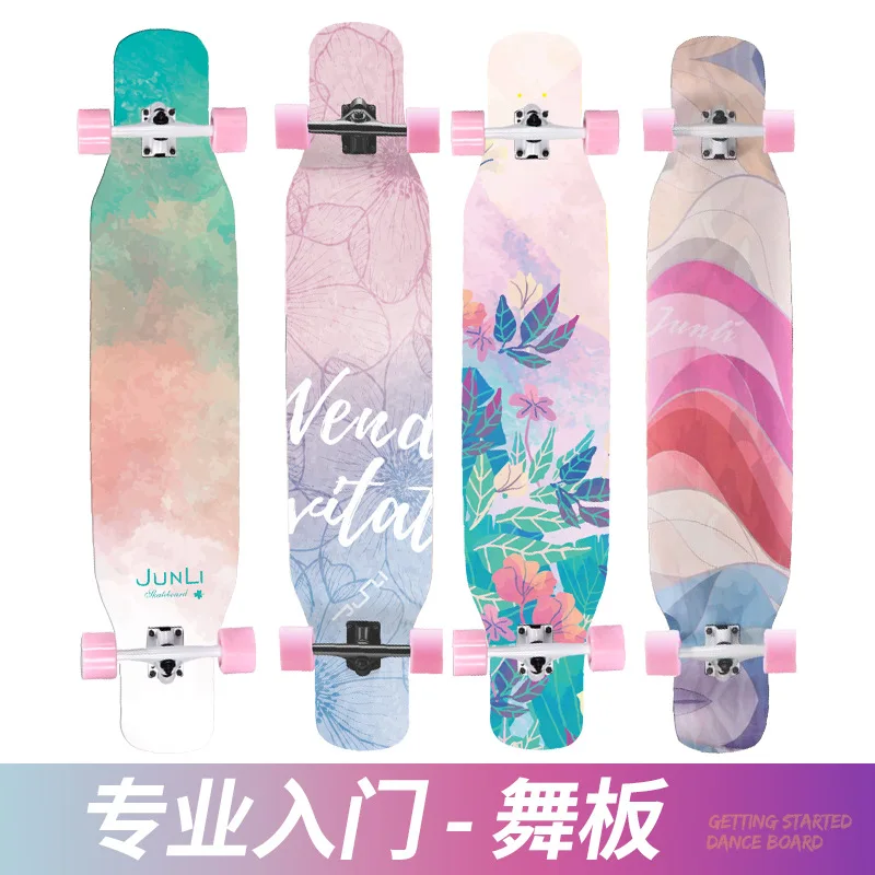 Skateboard Longboard Maple Wood Long Board for Adult Girls Boys Beginner 118cm/46