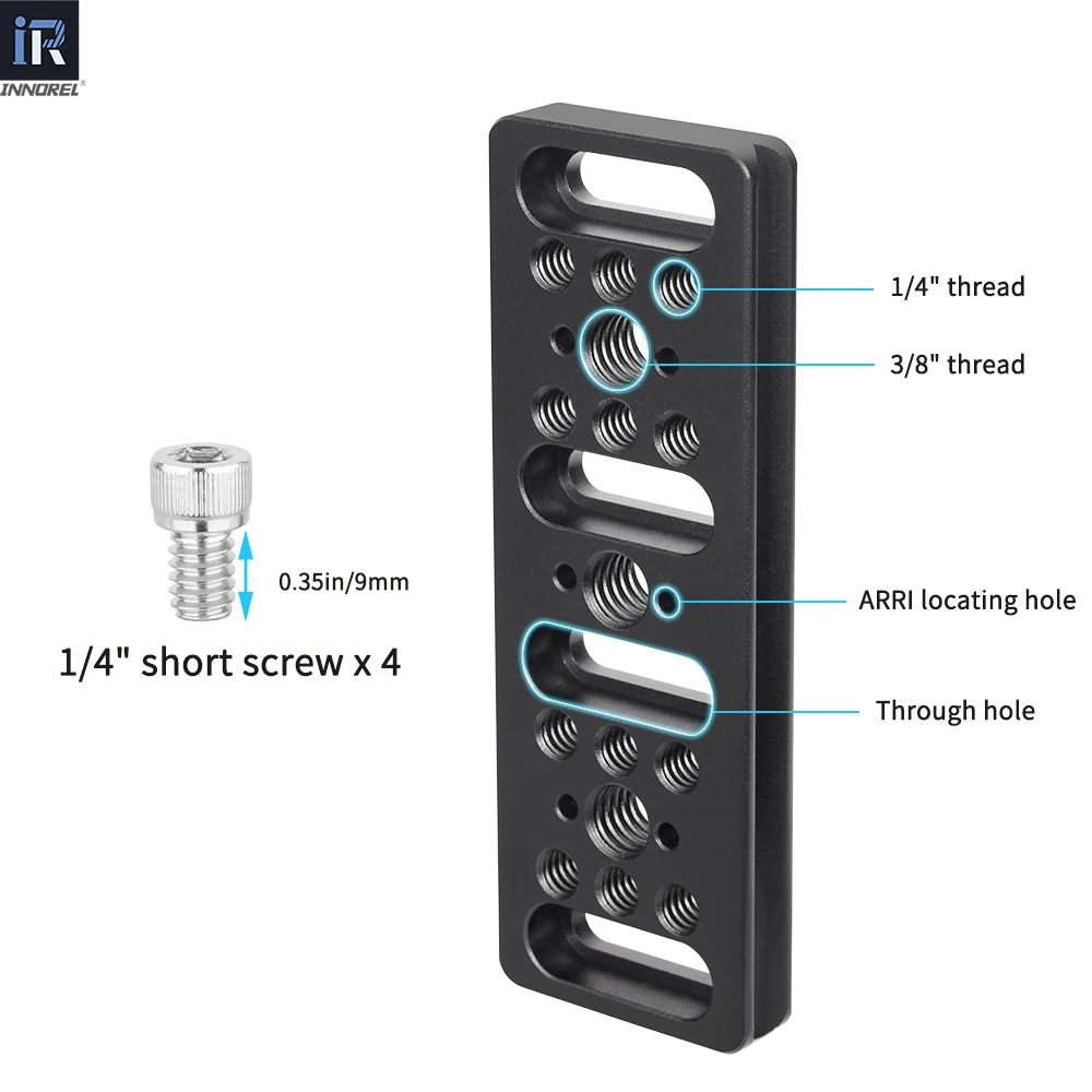 INNOREL CP1104 Wielofunkcyjna płyta serowa, płyta mocująca typu Arca Swiss do kamery z gwintami 1/4 i 3/8 cala, waga 67 g — zdjęcie produktu 3